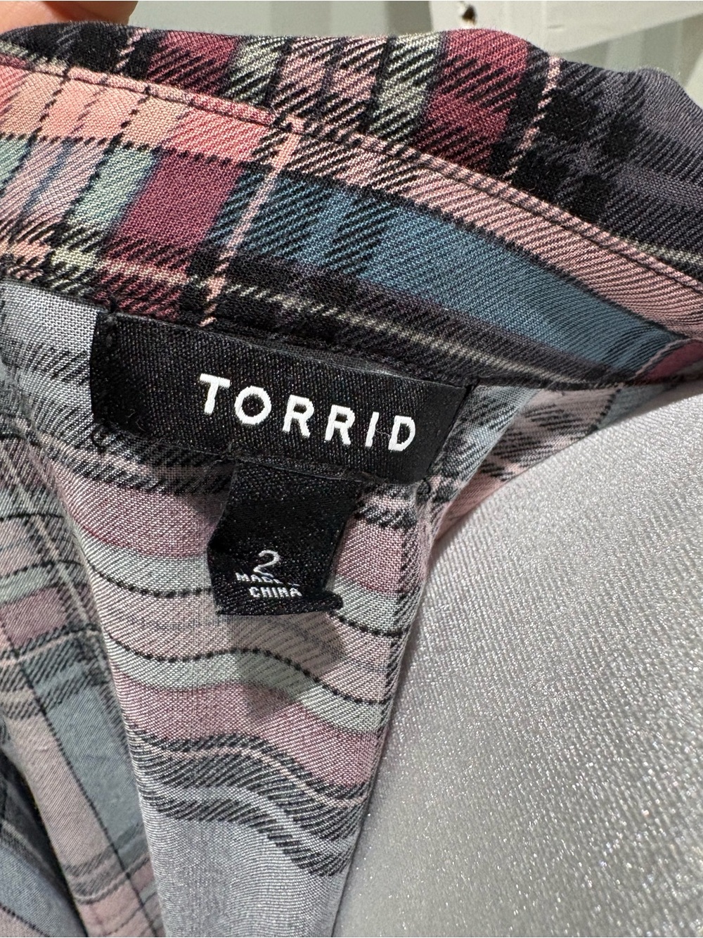 TORRID Pink & Blue Plaid Women's Button-Up Top Kimono